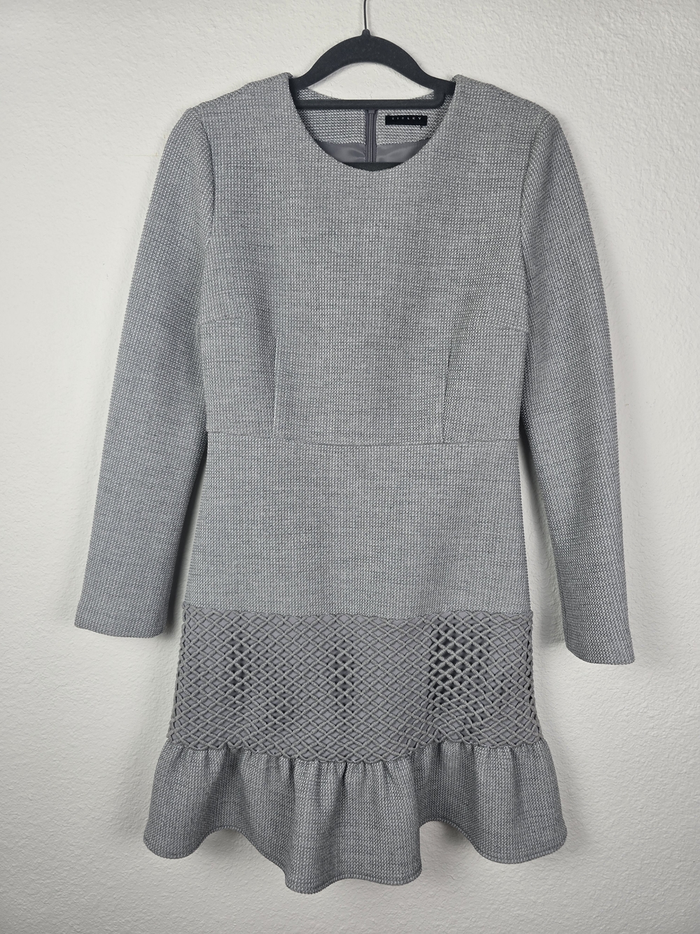 Gray Textured Knit Long-Sleeve Dress - Classic Women's Dress